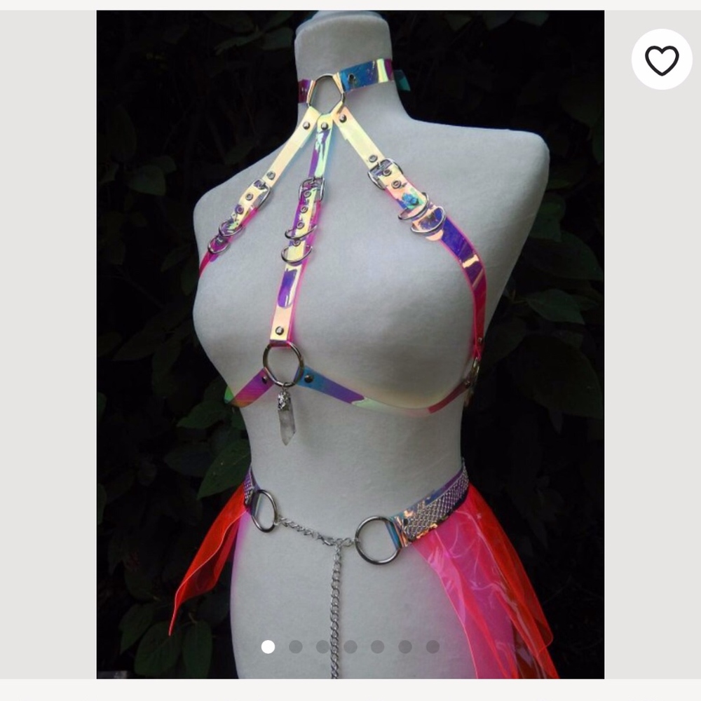 holographic harness top & Skirt SET